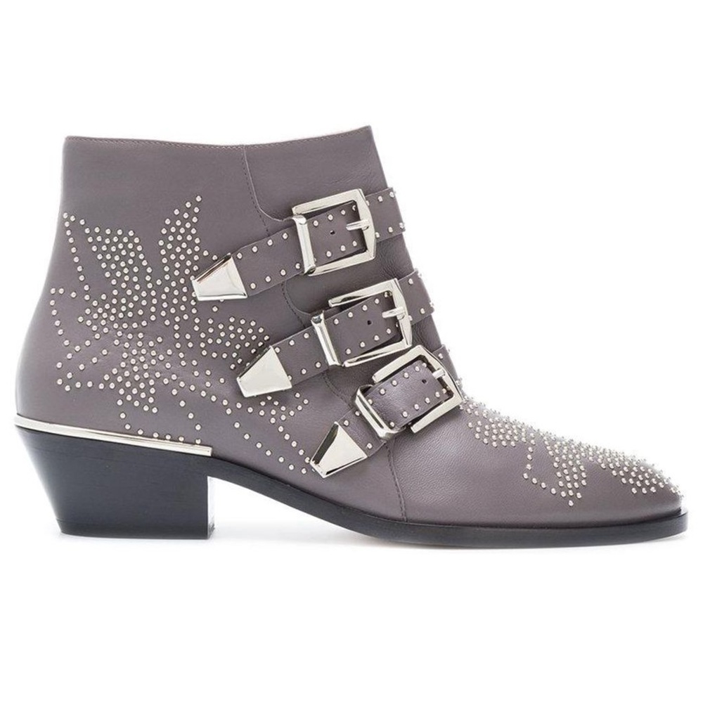 Chloé Susanna Short Boot in Grey / Silver Studs Size 38 1/2 - Picture 2 of 11
